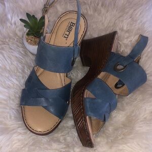 BORN Leather STRAPPY Platform SANDALS 3”Heels F65534 NWOB